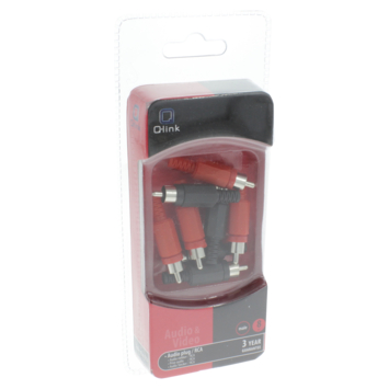 Q-Link tulp stekker male 4x rood 4x zwart 8 stuks