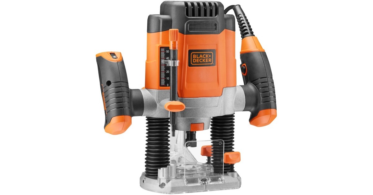 BLACK+DECKER1200W 6.35mm Bovenfrees KW1200EKA-QS  (Oranje, Incl. opbergkoffer en 6 frezen)