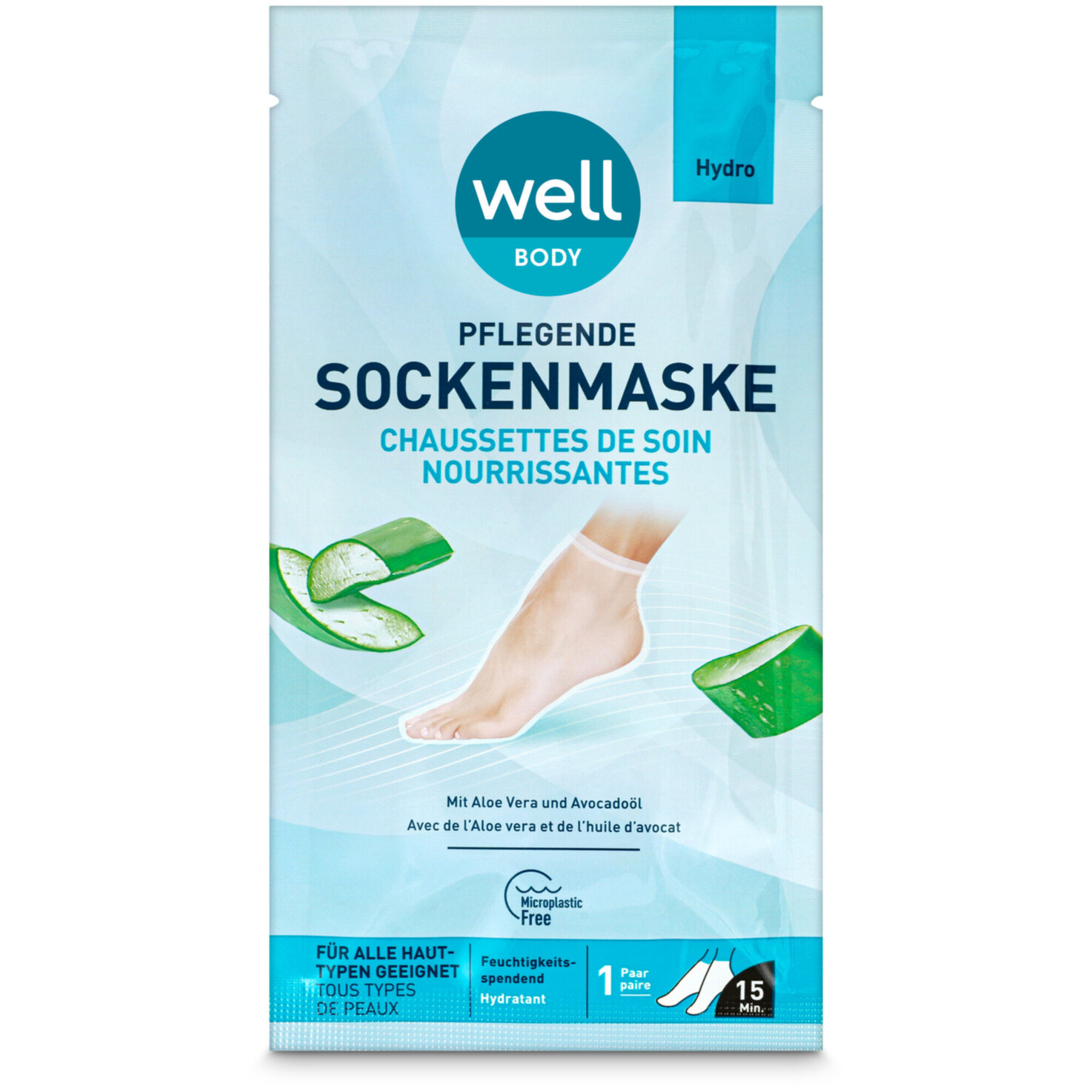 well Body pflegende Sockenmaske Aloe Vera + Avocadoöl 1 Paar