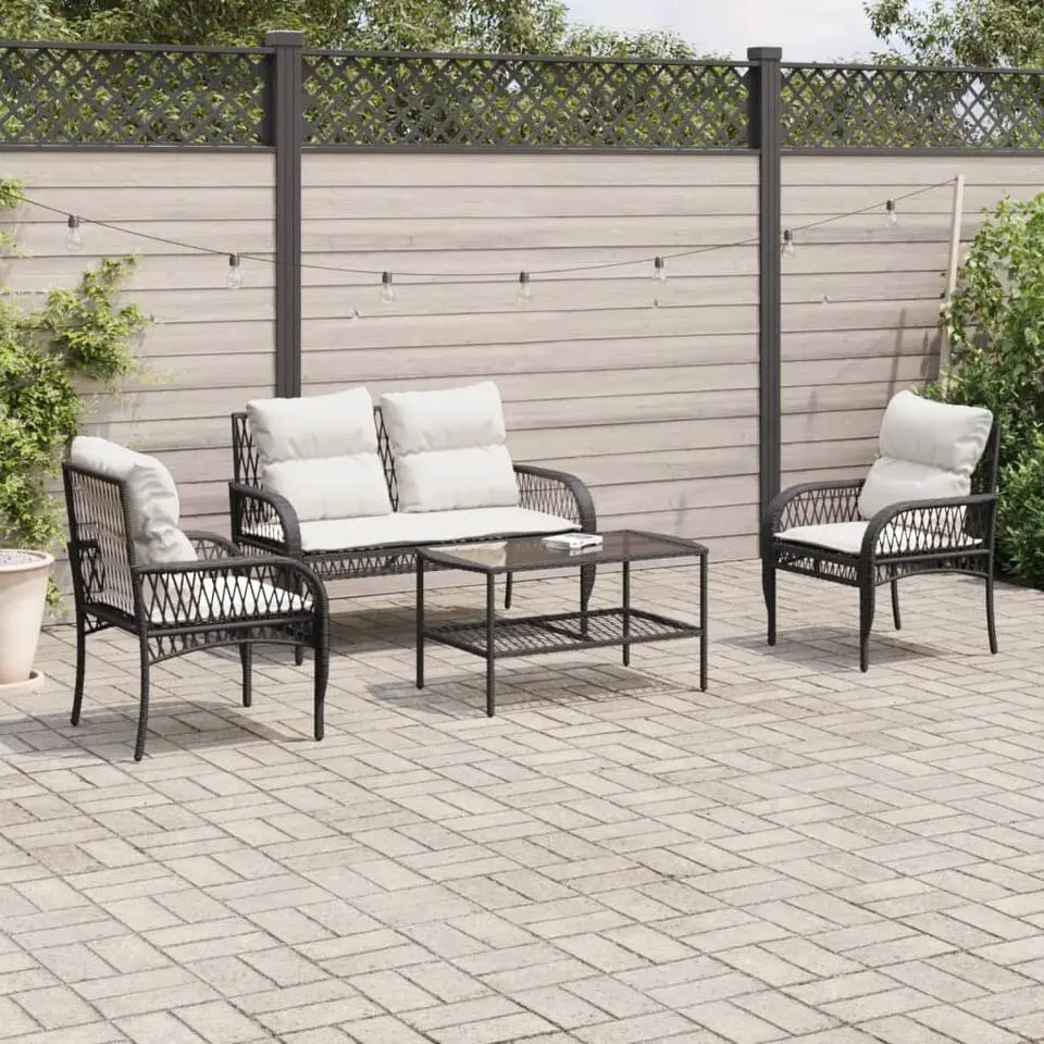 vidaXL - Loungeset - Zwart - Poly rattan