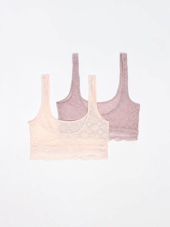 Conjunto com 2 sutiãs de renda - Rosa