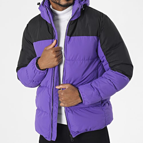 Doudoune Capuche Violet Noir