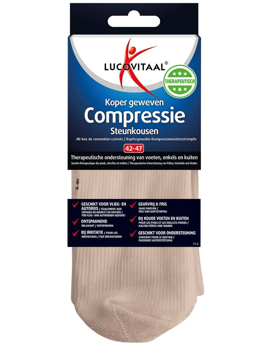 Koper Geweven Compressie Steun Kousen (Licht beige)