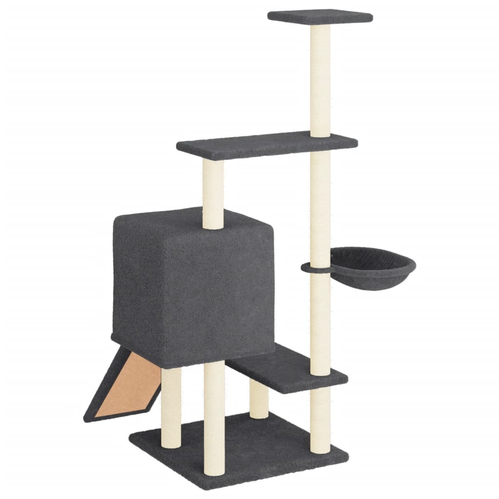 Arranhador para gatos vidaXL com hastes de sisal cinza escuro, 130,5 cm