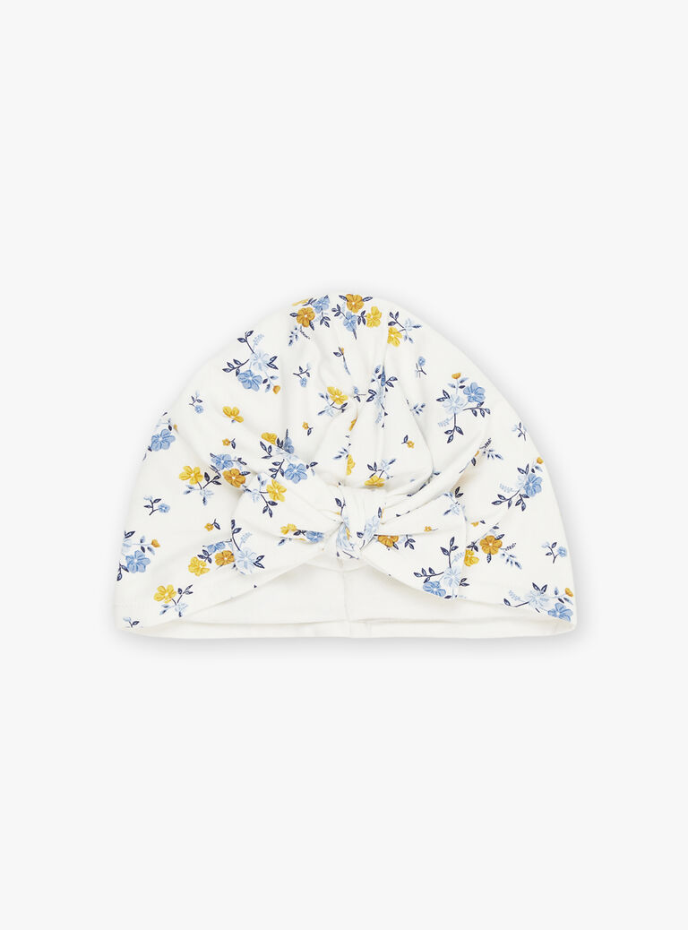 Bonnet écru à imprimé fleuri