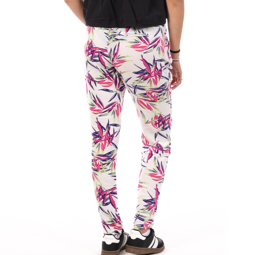 Only Pantalon Blanc/Rose/Vert à Motifs Femme Only