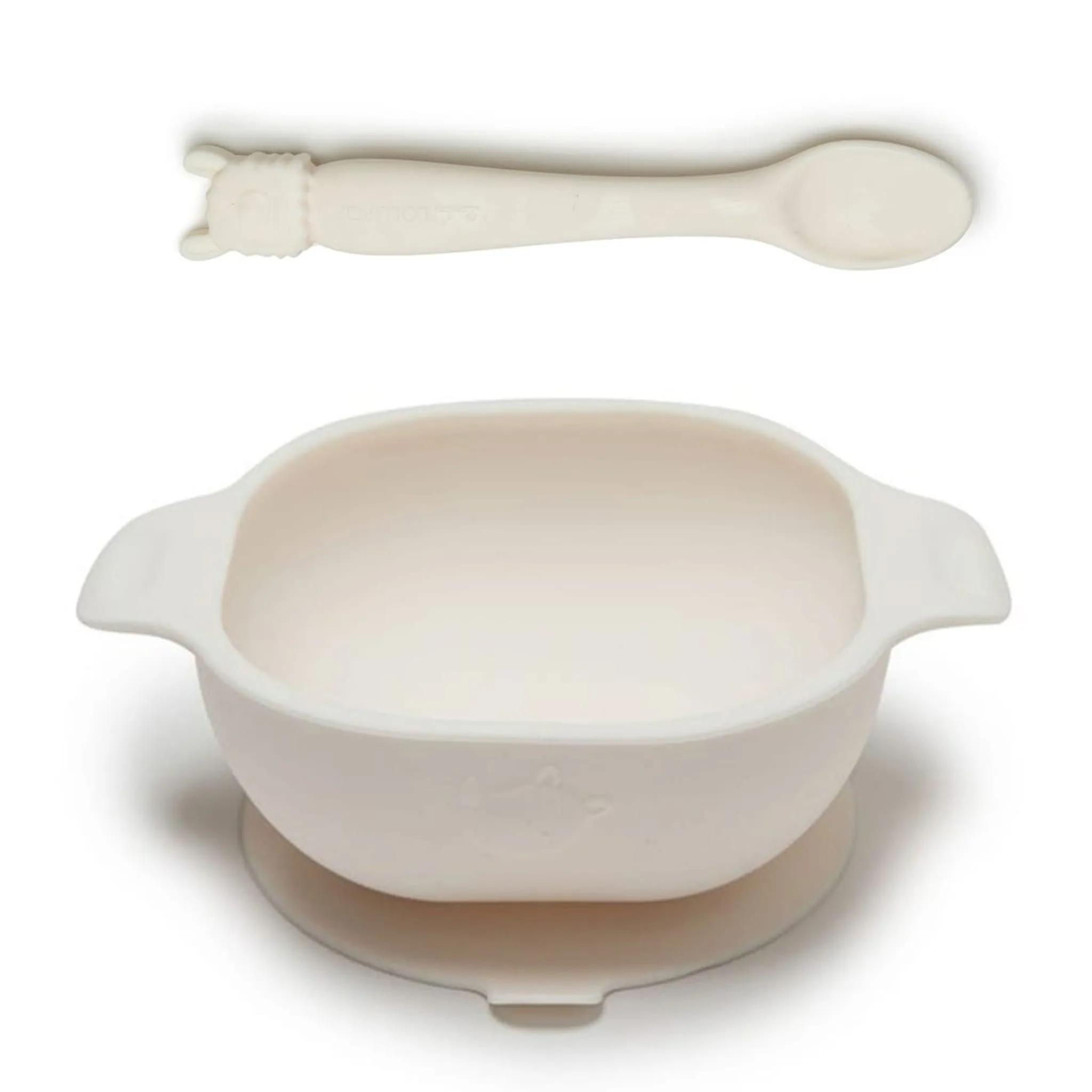 Loulou Lollipop Bol + Cuillère en silicone - Crème