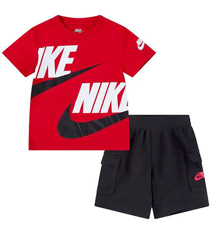 Nike Shorts Set - T-Shirt/Shorts - Schwarz/Universitätsrot