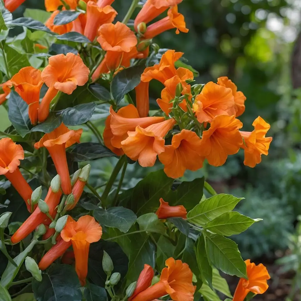 Trompetbloem - Campsis radicans - Hoogte 110-120cm - ⌀17cm