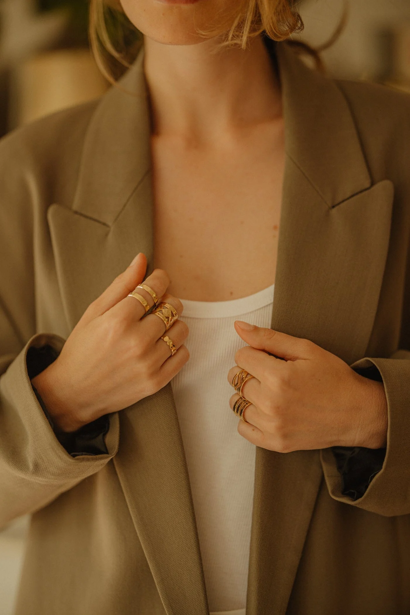 ELIOTT - Bague martelée plaqué or rose | Doré