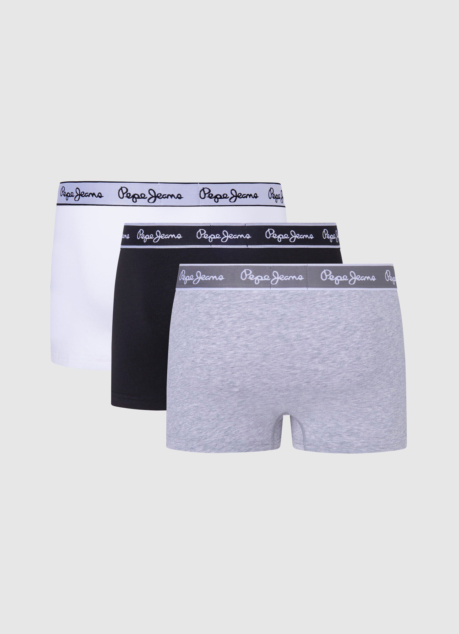Conjunto de 3 cuecas boxer de algodão elástico - cinza mesclado
