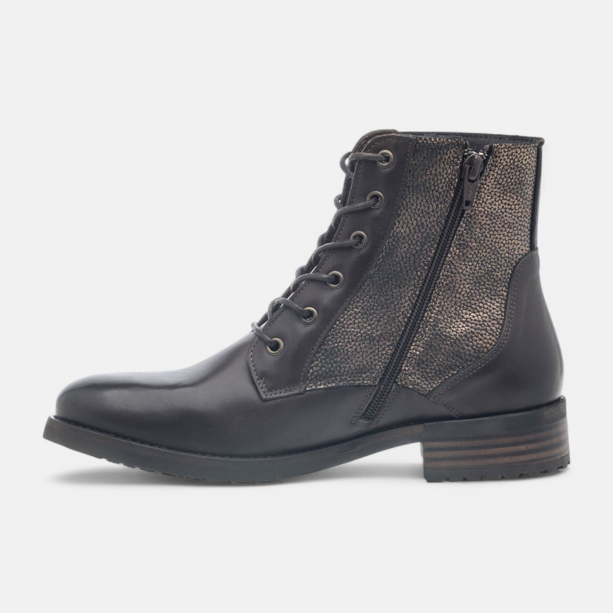 Bottines à lacets Femme en cuir marron