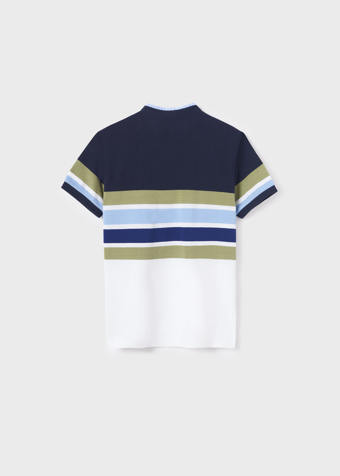 Camisa polo infantil de manga curta com listras granito