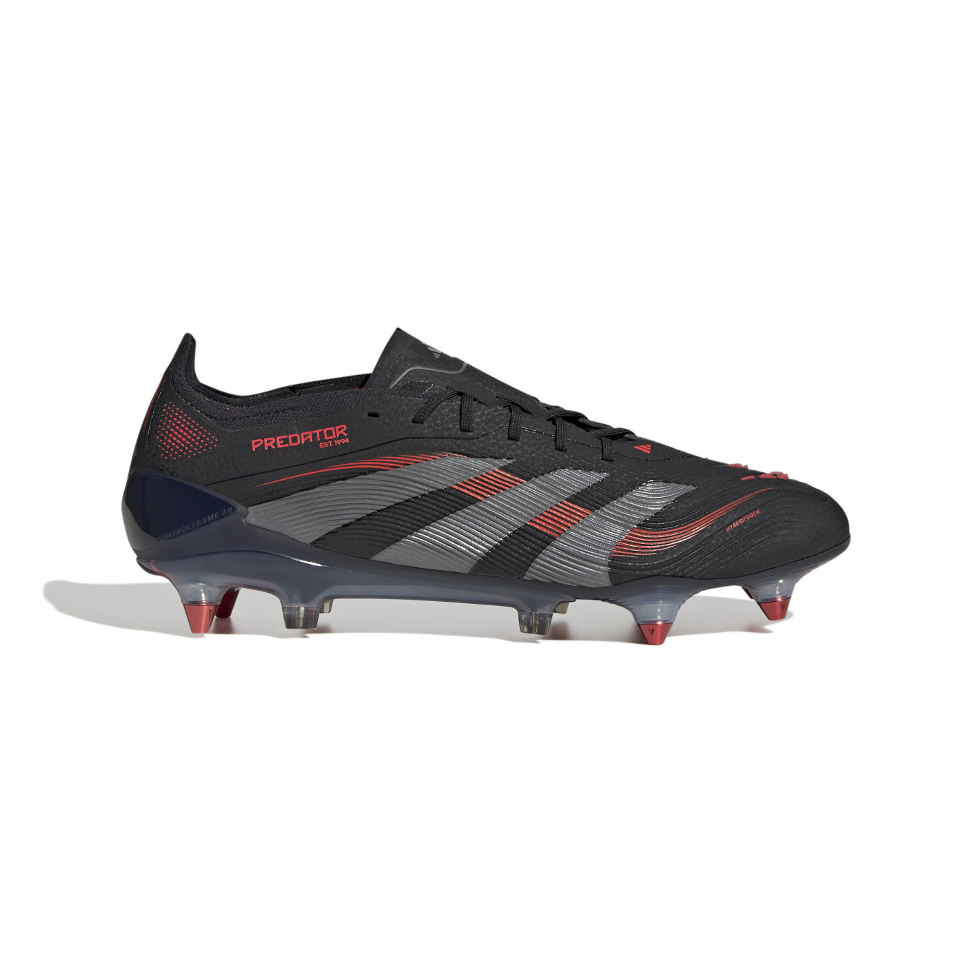 Adidas Predator Elite IJzeren-Nop Voetbalschoenen (SG) Zwart Grijs Rood