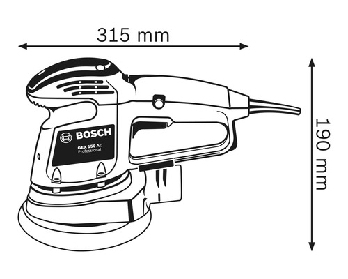 Bosch Professional GEX 34-150 excenterschuurmachine inclusief 1 x multi-gat schuurblad C470 en schuurzool (150 mm)