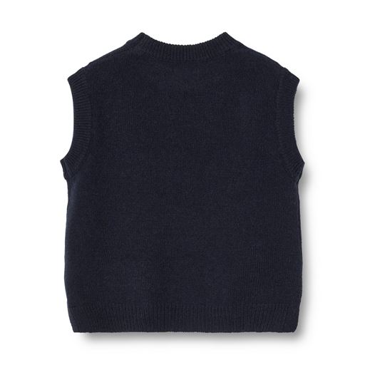 Wheat Cuba Knit Vest, Navy, 128 cm