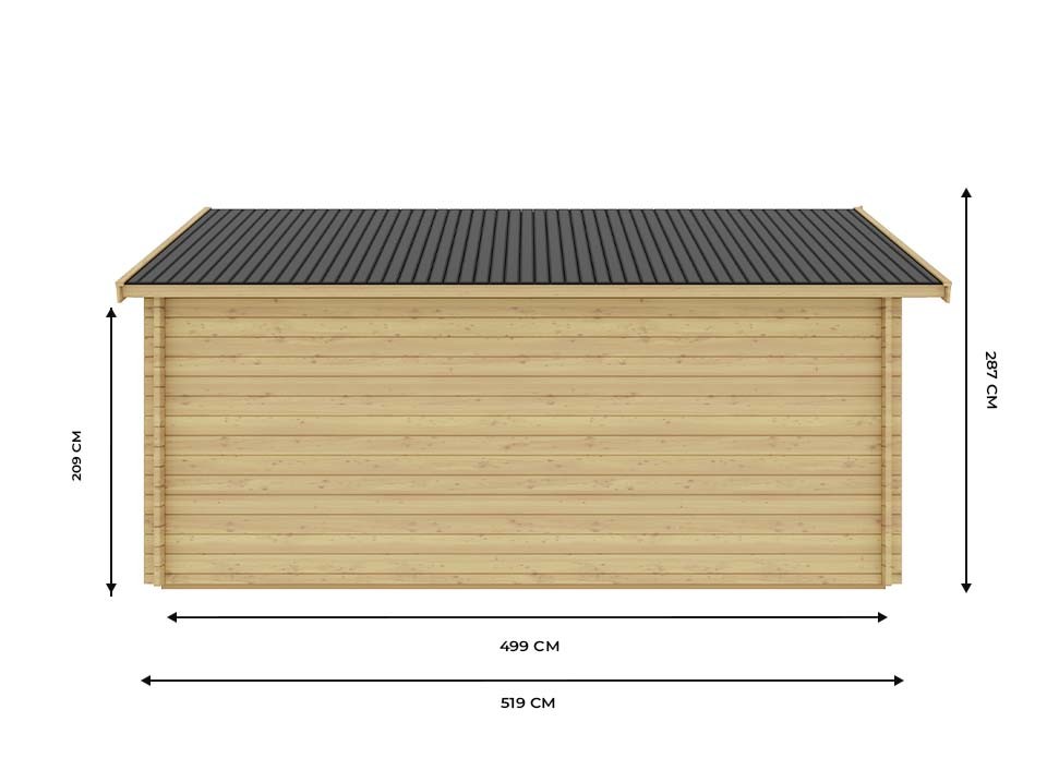Garage bois toronto porte sectionnelle 19,2m² - 1 voiture - double vitrage - double pente - fenêtre oscillo-battante