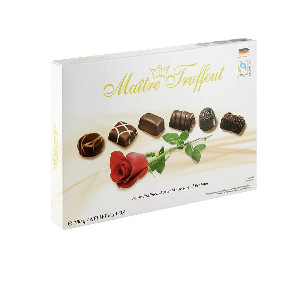 Chocolats fins Maître Truffout 180g - Boîte rose