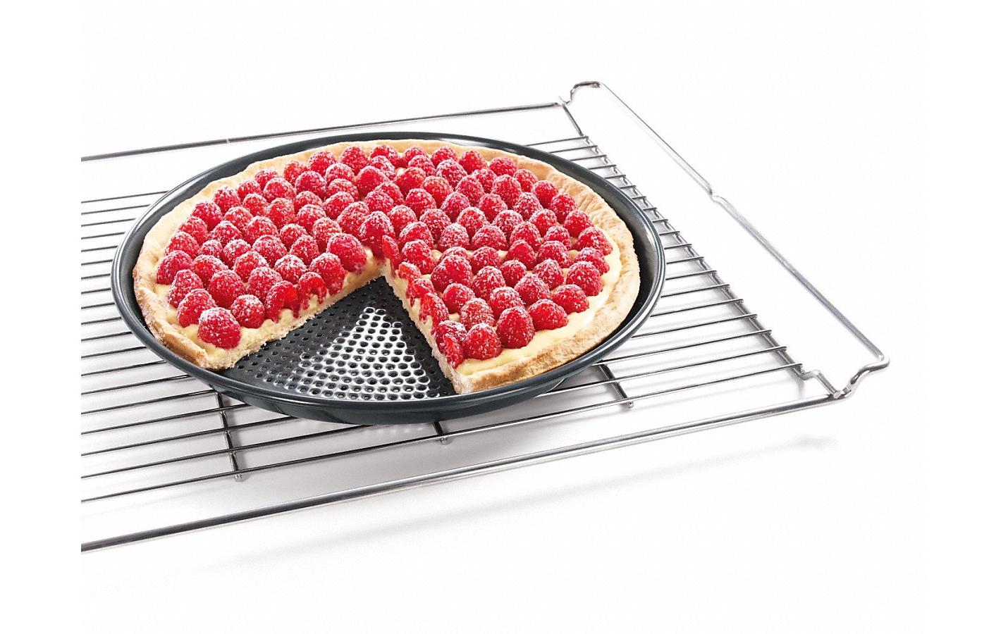 Wähen-Backform HBFP 27-1 Gelocht, SchwarzRunde Backform zur Zubereitung von Brötchen, Croissants oder Pizzen