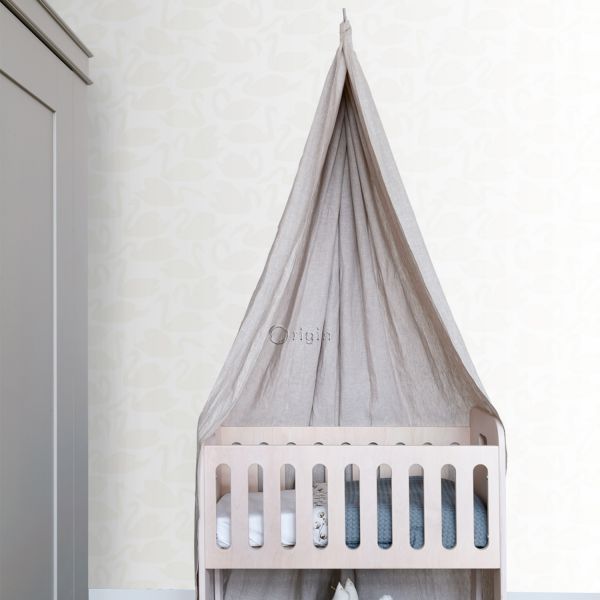 Estahome Zwanen Behang - 0,53 x 10,05 m - Glanzend Roze / Wit