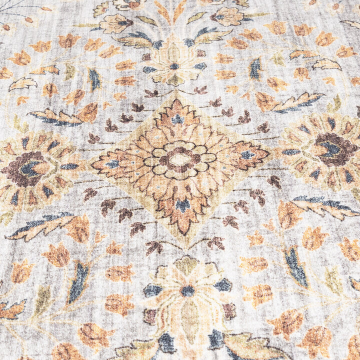 Rond vintage buitenkleed - Santo Flora Lichtgrijs