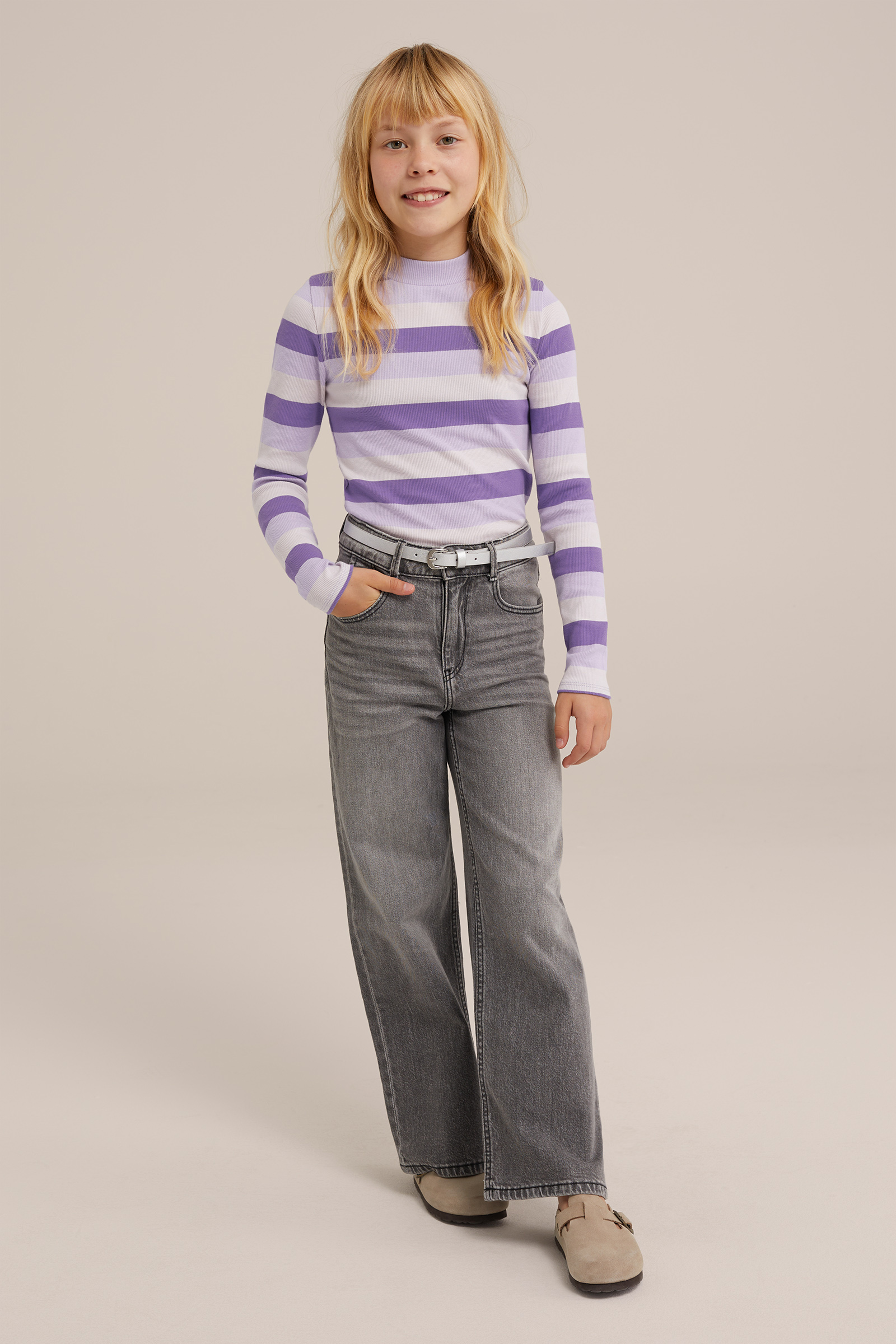 Meisjes T-shirt met dessin WE Fashion Lichtpaars