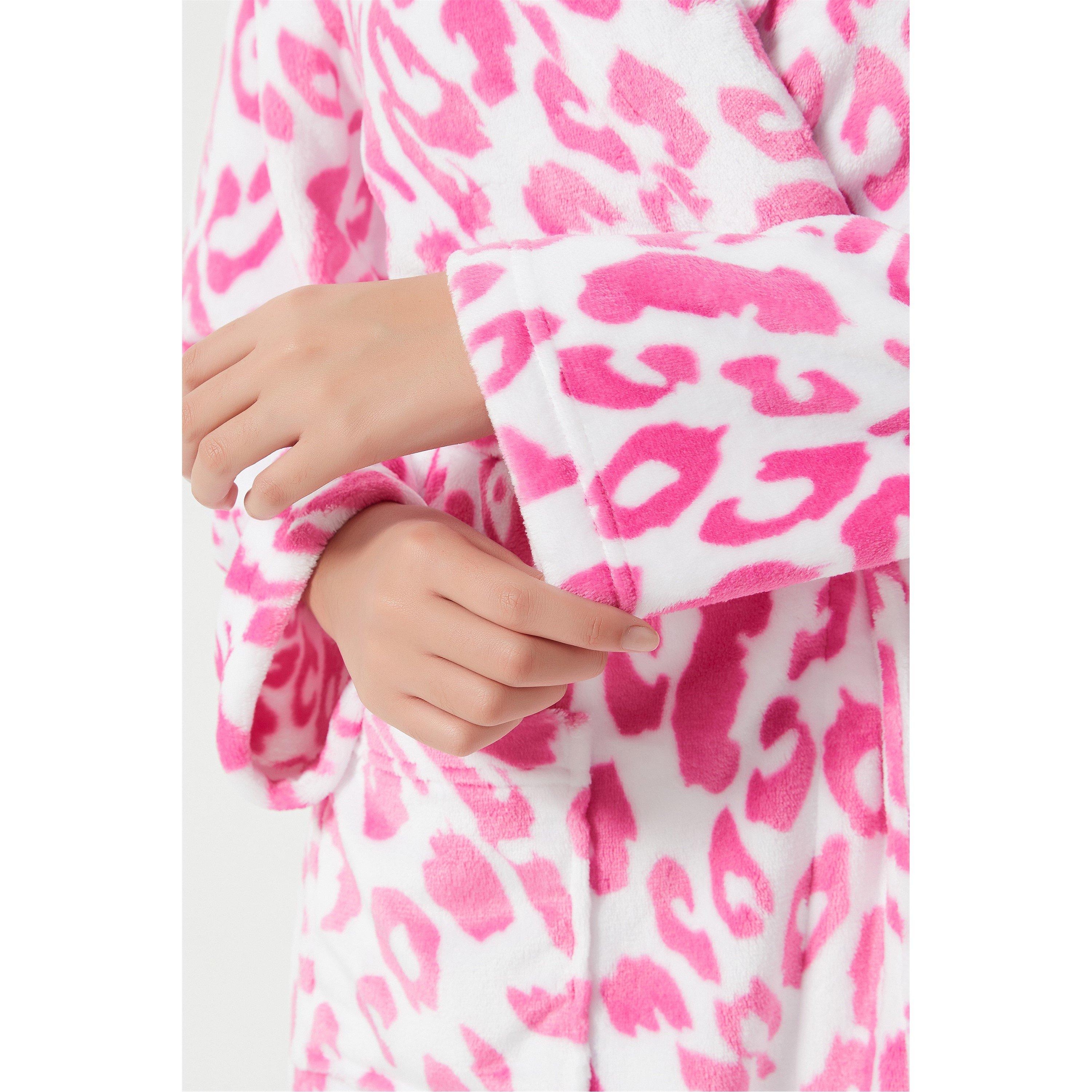 Linea Ladies Leopard Fleece Dressing Gown