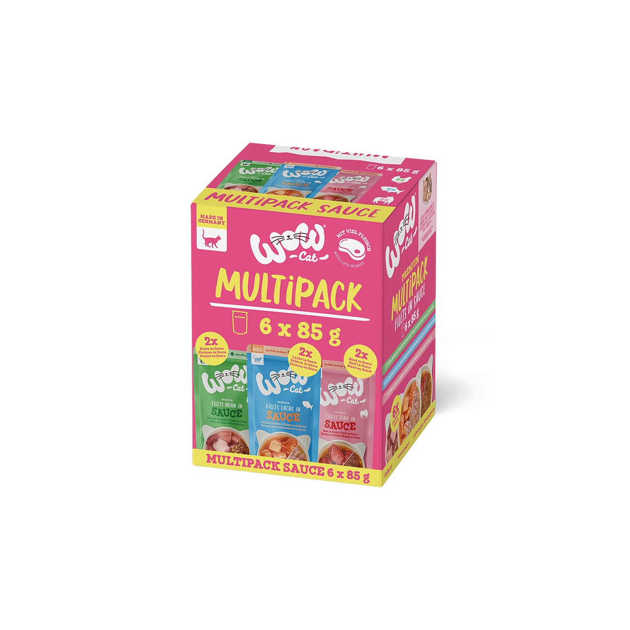 WOW Nassfutter Katze, Adult, Multipack, Sauce 6x85 g