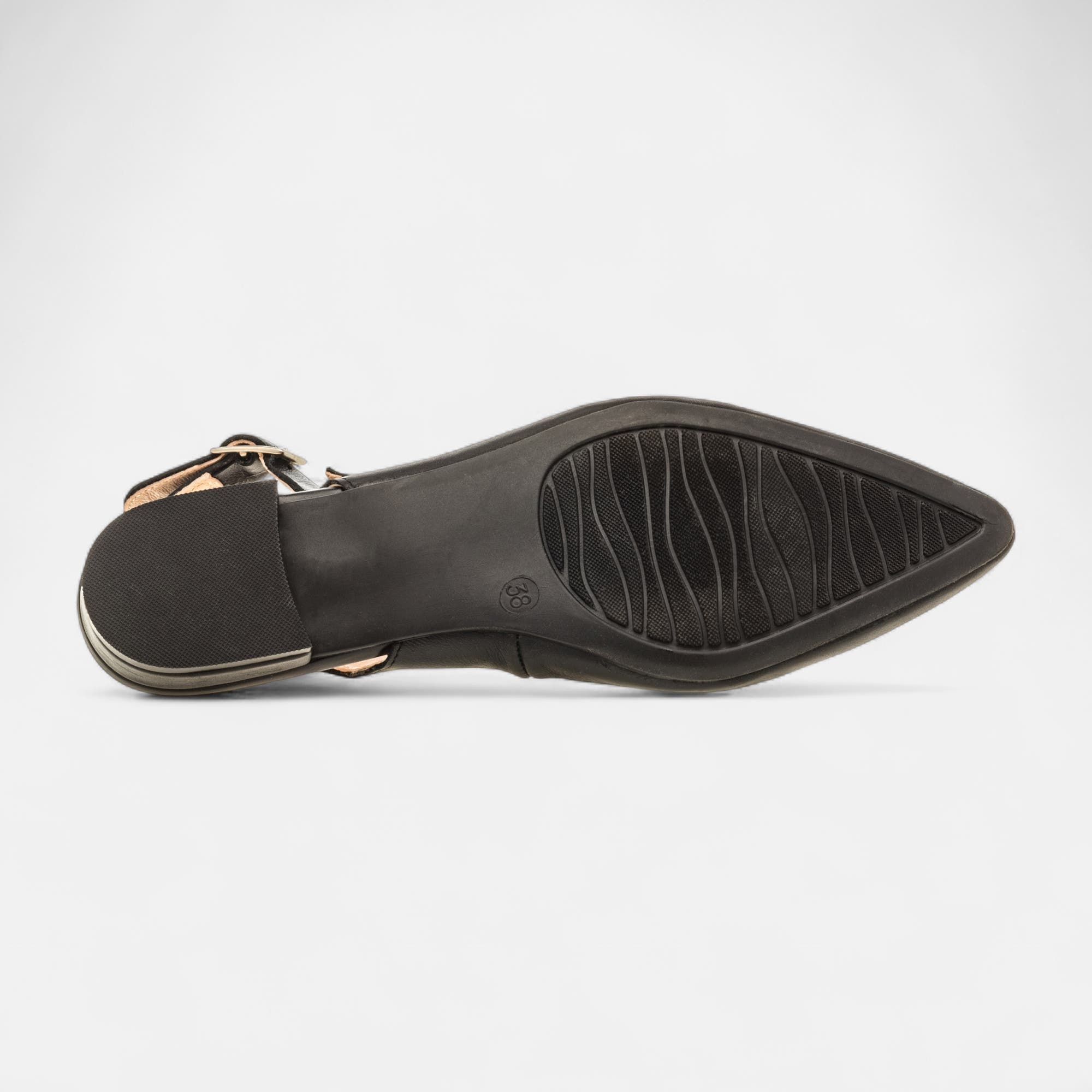 Escarpins avec bride arrière Femme en cuir noir