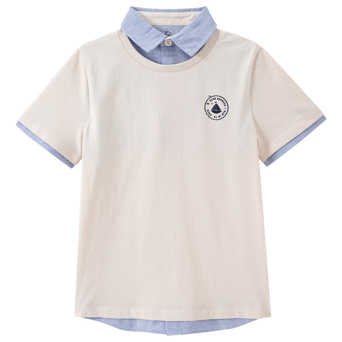 Topolino Jungen T-Shirt mit Polo-Einsatz creme / hellblau