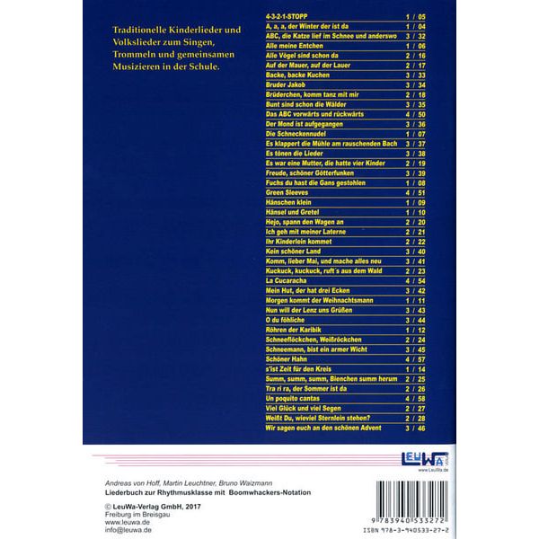 LeuWa-Verlag Liederbuch zur Rhythmusklasse