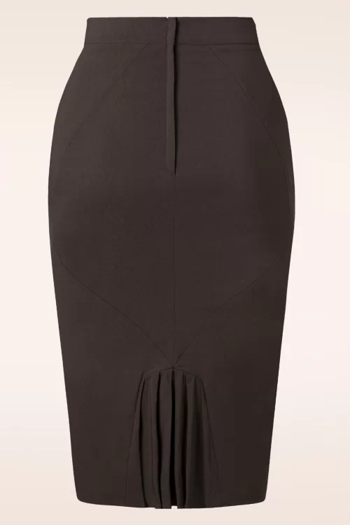 Miss Candyfloss Penney Mocha pencil rok in donkerbruin