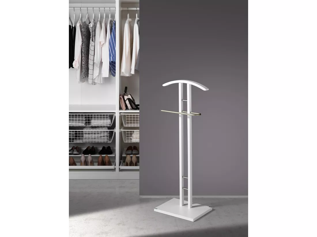 Valet de nuit - H111cm x L46cm x P28cm - hêtre massif blanc - Chicago