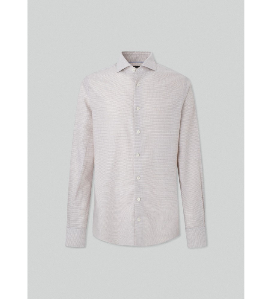 Camisa Hackett Brushed Puppytooth taupe
