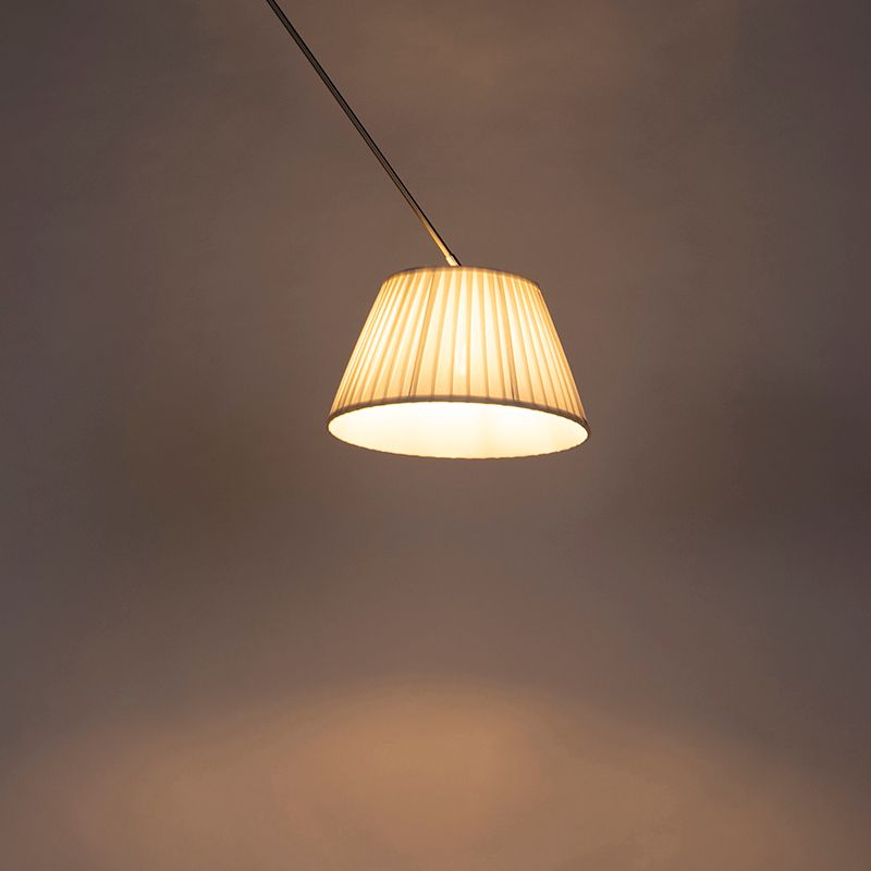 Hanglamp staal met plisse kap crème 35 cm - Blitz
