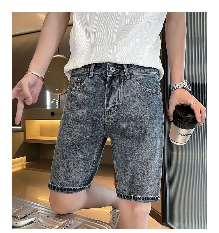 Savenne - Mid Rise Washed Denim Shorts