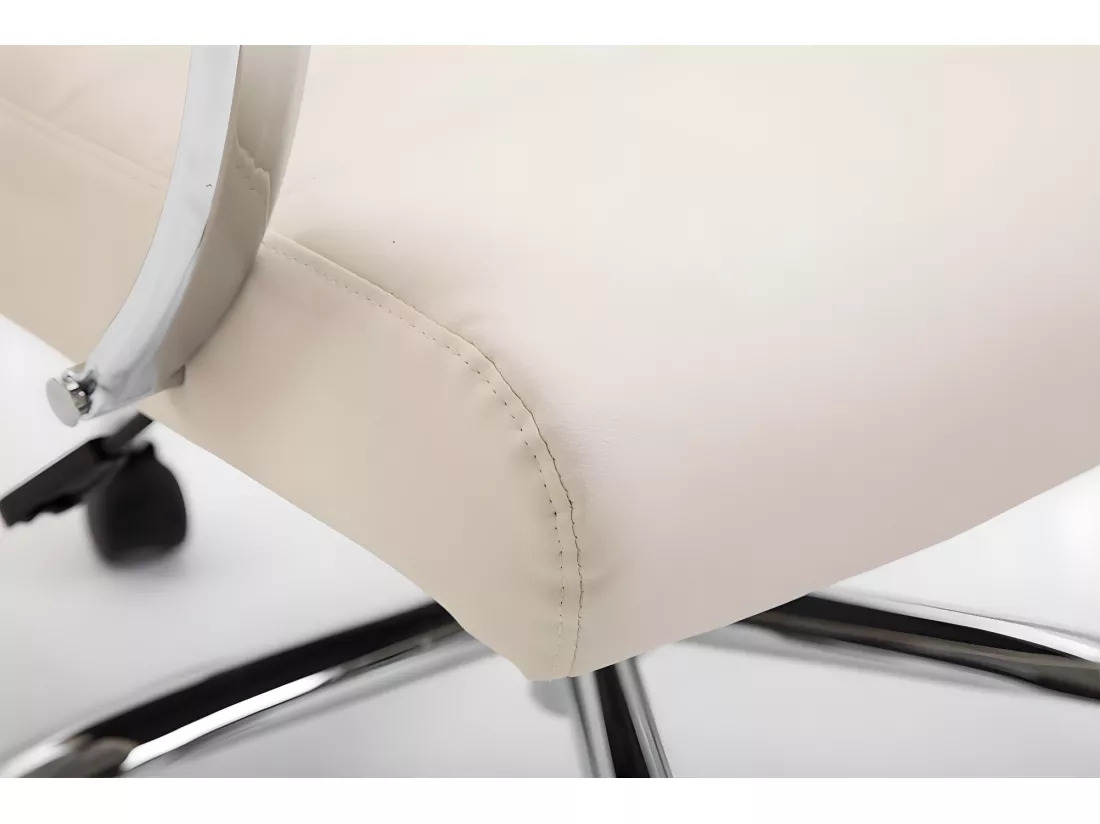 Chaise de bureau - Similicuir & Métal chromé - Crème - Valais