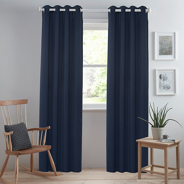 Rideau occultant thermique Vestris GoodHome bleu navy l.140 x H.260 cm