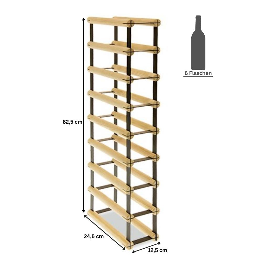 PROREGAL Modulair Wijnrek Vinotega Mod Metaal HxBxD 82,5 x 12,5 x 24,5 cm 1 x 8 Flessen Massief grenenhout Natuurlijk