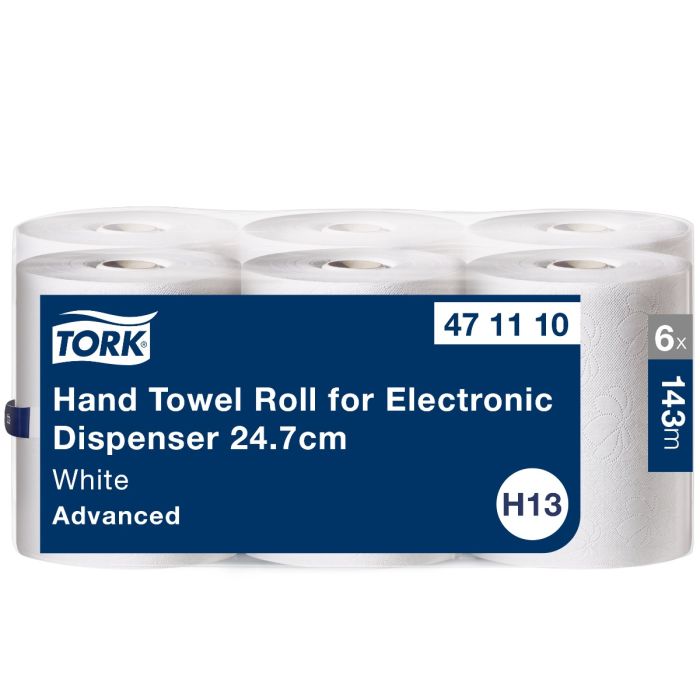 Tork 471110 H13 6st Handdoekrollen 24.7cm 2laags voor electronische Dispensers a 6 rollen (471110)