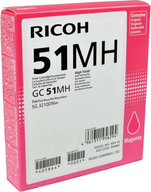 Ricoh 405864 inktcartridge 1 stuk(s) Origineel Hoog (XL) rendement Magenta