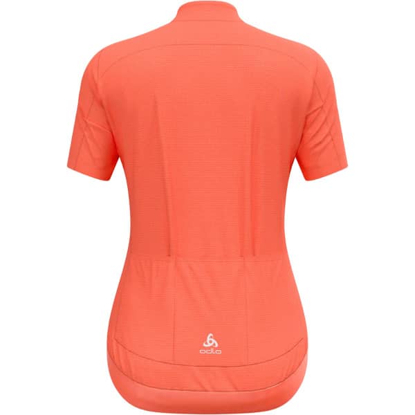 Maillot vélo ODLO ZEROWEIGHT CHILL-TEC S/U COLLAR S/S FULL ZIP W LIVING CORAL