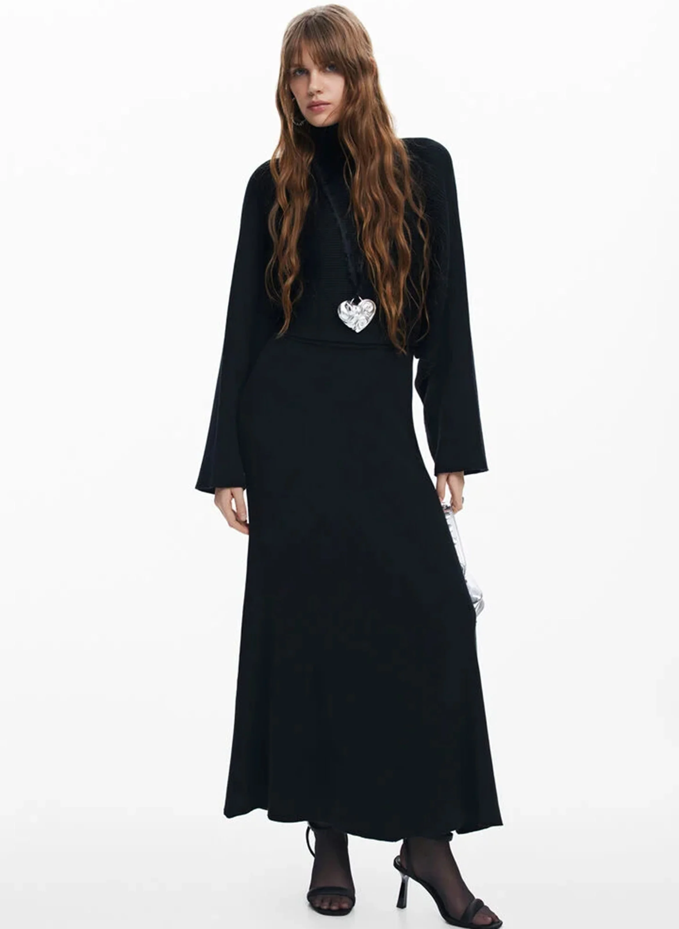 Robe longue combinée | Noir