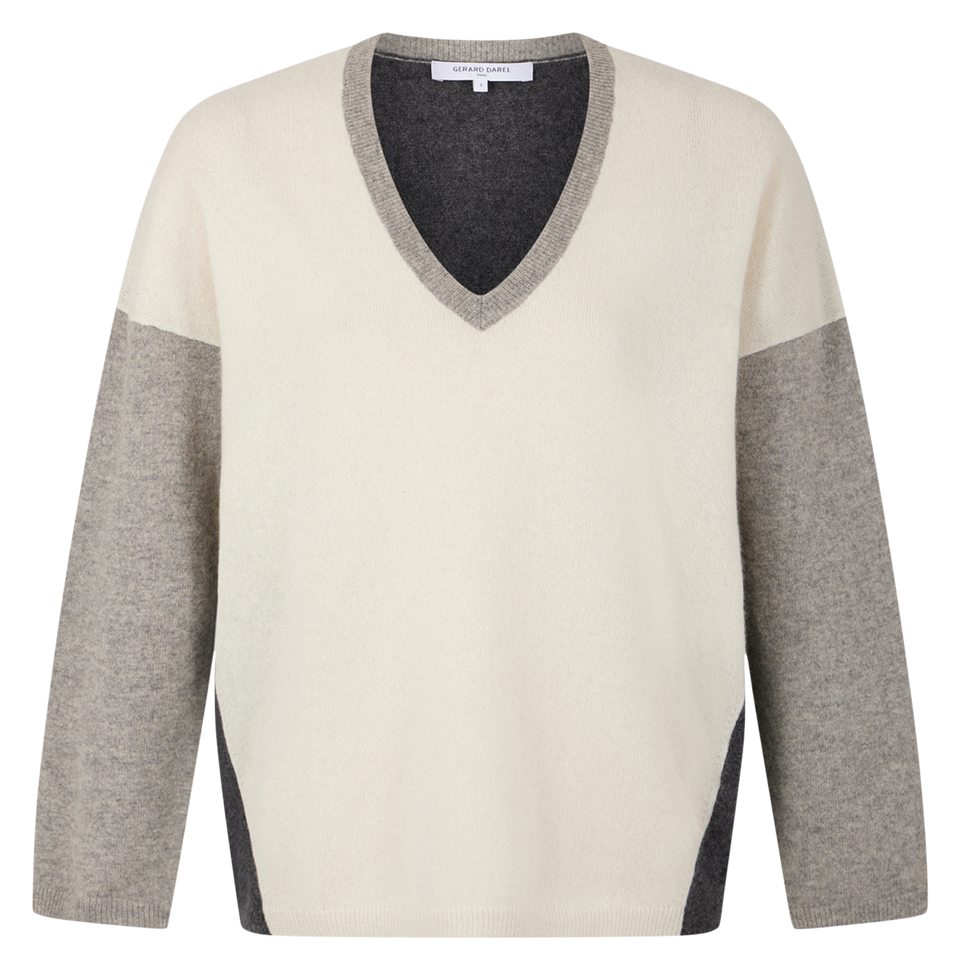 JALYA - Pull col V en cachemire | Gris