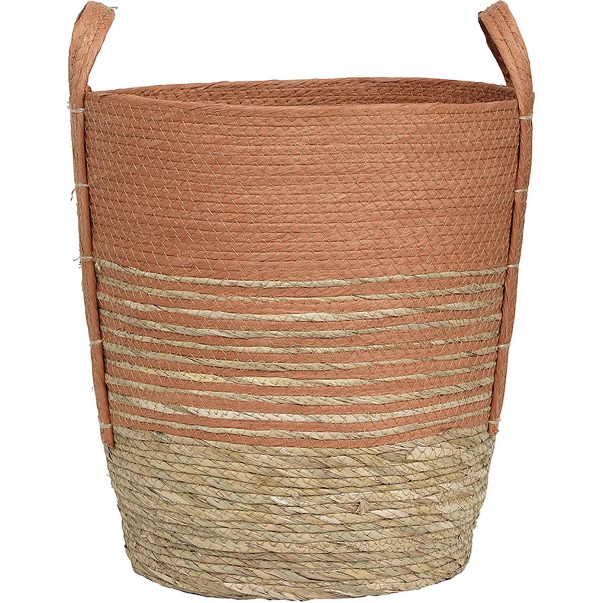 PANIERE FIBRE VEGETALE PAPIER D.40X42CM NATUREL CORAIL