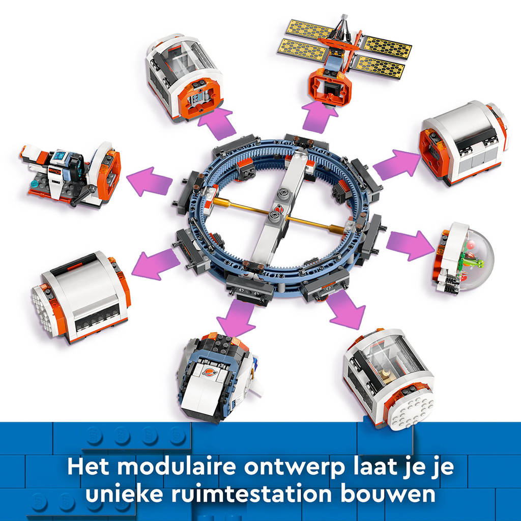Uitgebreide leuke setModulair ruimtestation Ruimteschip Speelgoed voor Kinderen vanaf 7 jaar 60433