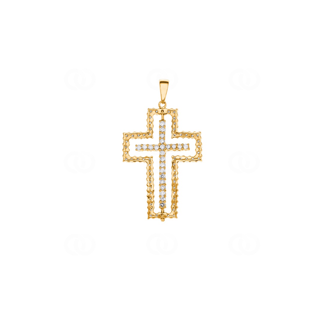 Kreuzanhänger 750/18 K Gelbgold mit Diamanten 1.01 ct H/si