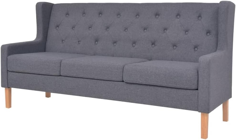 vidaXL Sofa 3-Sitzer Dreisitzer Stoffsofa Polstersofa Loungesofa Couch Polstermöbel Wohnzimmersofa Designsofa Stoff Grau Holzgestell
