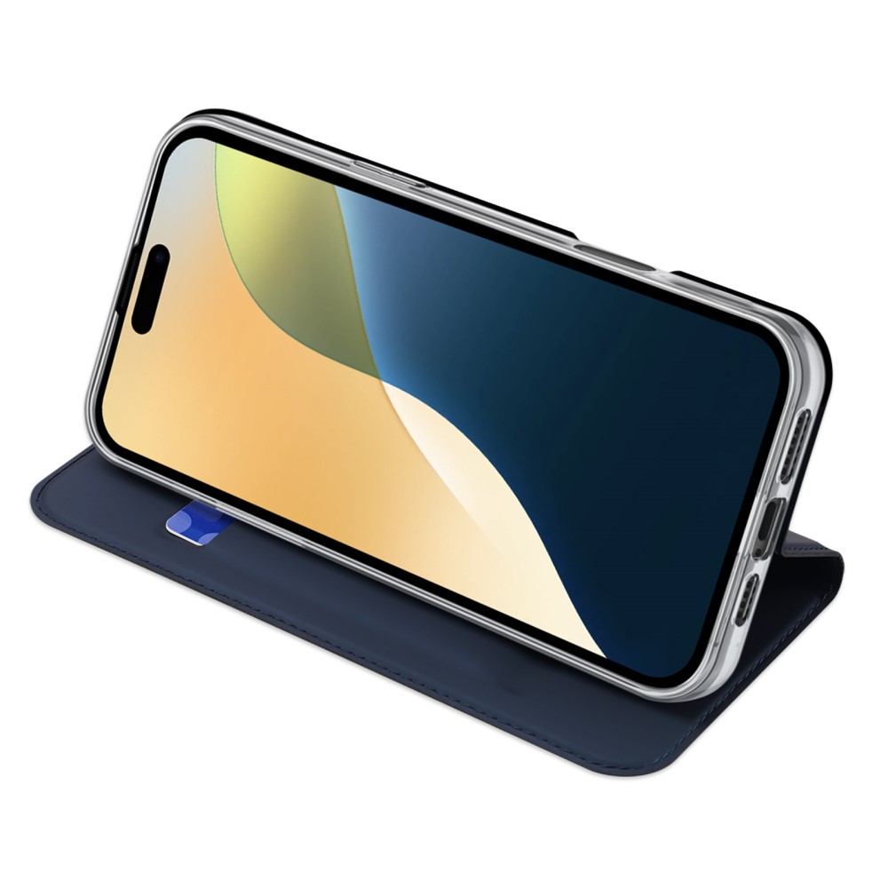 iPhone 16 Flip Wallet Cover Leder Tasche - Dunkelblau