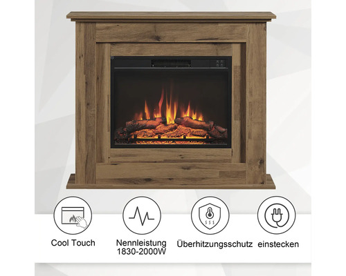 Elektrische haard Balderia Finn 100x82 cm donker eiken 2000 watt met afstandsbediening